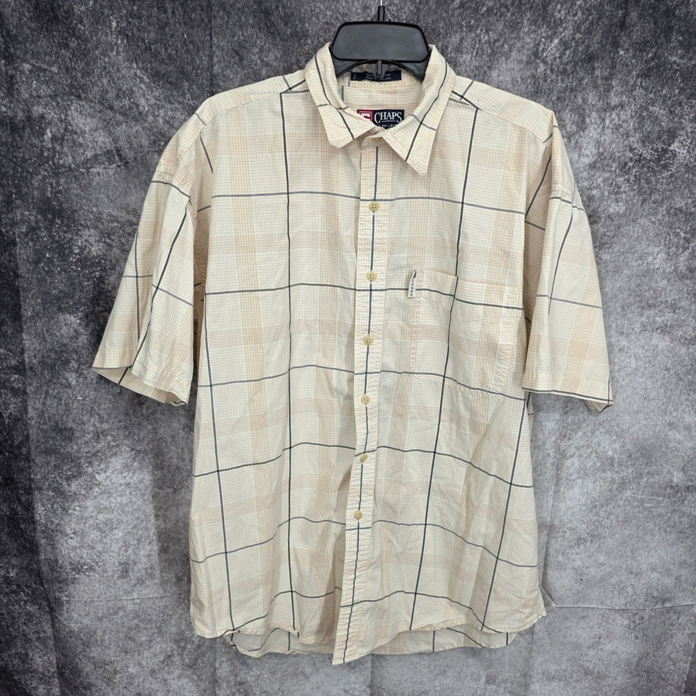 CHAPS Ralph Lauren Shirt Mens L Plaid Short Sleeve Button‎ Up